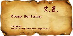 Klemp Bertalan névjegykártya
