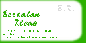 bertalan klemp business card